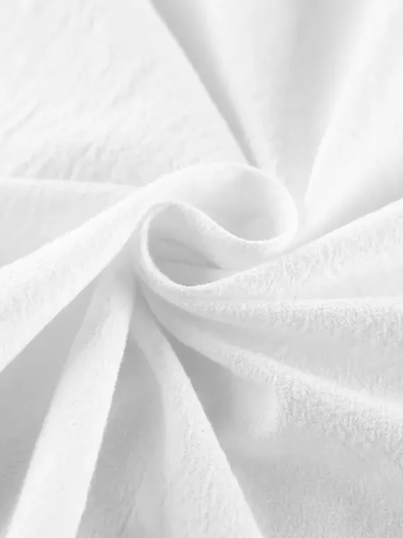 100% Cotton Blouse Women's Chic Boho Top - White Ruffle Neck Lantern Sleeve V Neck - Beach Vacation 2026
