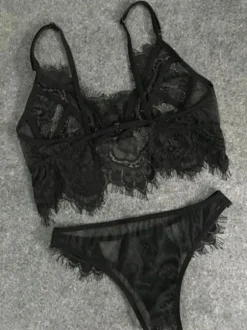 2 Piece Lingerie Women White Lace Bra With Panties