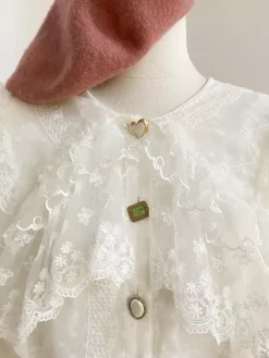 Academic Lolita Blouses Lolita Top Lace Ruffles Long Sleeves Blouse White Lolita Shirt