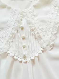 Academic Lolita Blouses Ruffles Lace Lolita Top Long Sleeves Blouse White Lolita Shirt