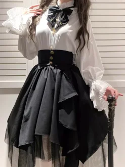 Academic Lolita Blouses Ruffles Long Sleeves Lolita Top Blouse White Lolita Shirt