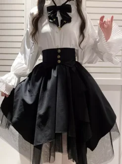 Academic Lolita Blouses Ruffles Long Sleeves Lolita Top Blouse White Lolita Shirt