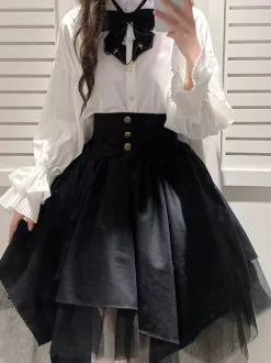 Academic Lolita Blouses Ruffles Long Sleeves Lolita Top Blouse White Lolita Shirt