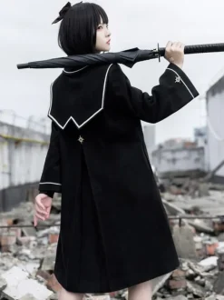 Academic Lolita Coats Black Coat Overcoat Polyester Spring Lolita Outwears