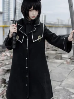 Academic Lolita Coats Black Coat Overcoat Polyester Spring Lolita Outwears
