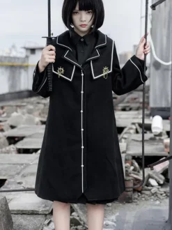 Academic Lolita Coats Black Coat Overcoat Polyester Spring Lolita Outwears