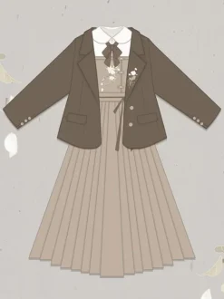 Academic Lolita Coats Coffee Brown Coat Overcoat Polyester Spring Lolita Outwears