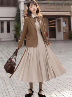 Academic Lolita Coats Coffee Brown Coat Overcoat Polyester Spring Lolita Outwears