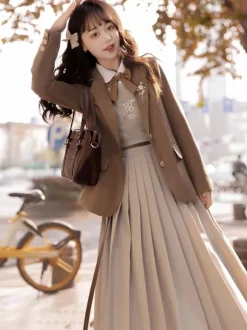 Academic Lolita Coats Coffee Brown Coat Overcoat Polyester Spring Lolita Outwears