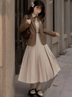 Academic Lolita Coats Coffee Brown Coat Overcoat Polyester Spring Lolita Outwears