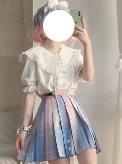 Academic Lolita SK Light Sky Blue Ombre Lolita Skirts