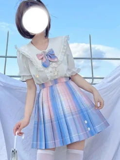 Academic Lolita SK Light Sky Blue Ombre Lolita Skirts