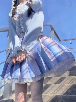 Academic Lolita SK Light Sky Blue Ombre Lolita Skirts