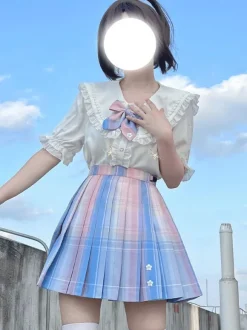 Academic Lolita SK Light Sky Blue Ombre Lolita Skirts