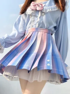 Academic Lolita SK Light Sky Blue Ombre Lolita Skirts