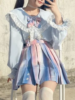 Academic Lolita SK Light Sky Blue Ombre Lolita Skirts