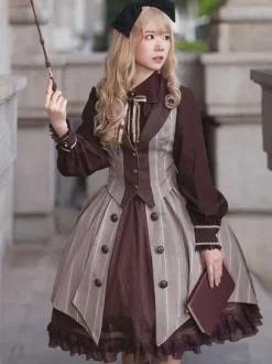 Academic Lolita Coats Coffee Brown Infanta Polyester Top Top Summer Lolita Outwears