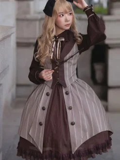 Academic Lolita Coats Coffee Brown Infanta Polyester Top Top Summer Lolita Outwears