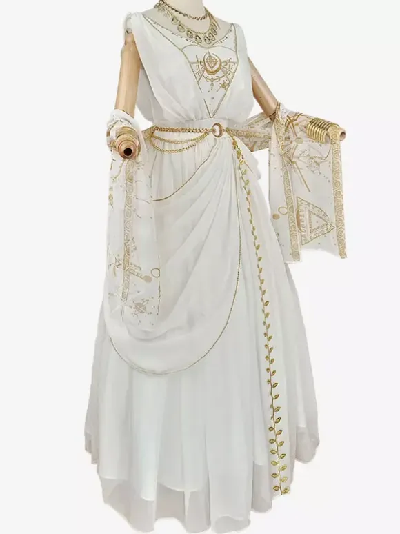 Academic Lolita Outfits White Embroidered Sleeveless Dress Cloak Accessory