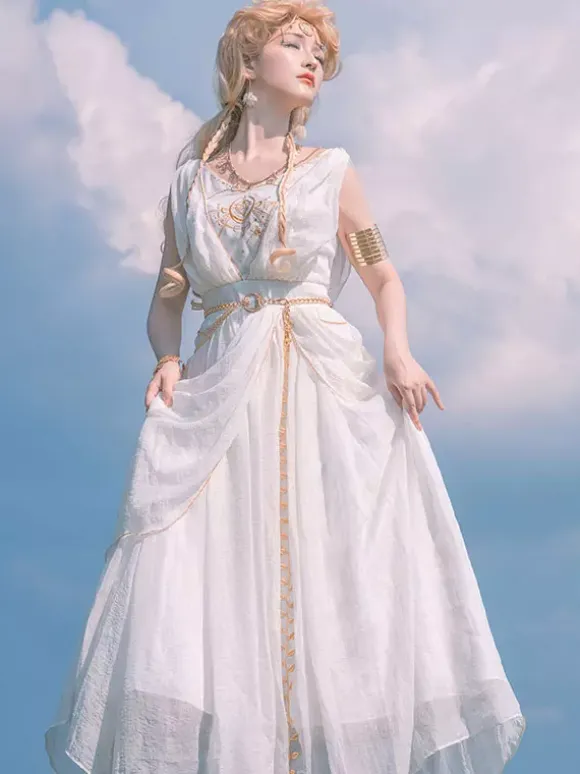 Academic Lolita Outfits White Embroidered Sleeveless Dress Cloak Accessory