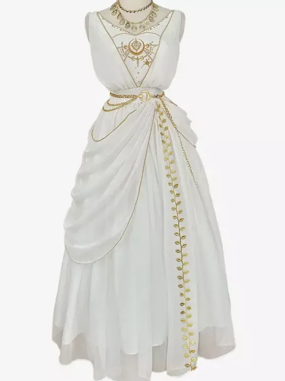 Academic Lolita Outfits White Embroidered Sleeveless Dress Cloak Accessory