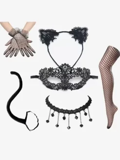 Accessories Eye Mask For Women Black Lace Party Set