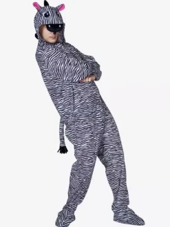 Adults Zebra Kigurumi Onesie Pajamas Black Polyester Jumpsuit Kigurumi Costumes