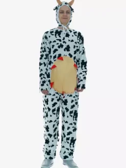 Adults Kigurumi Funny Cow Onesie Jumpsuit With Hat