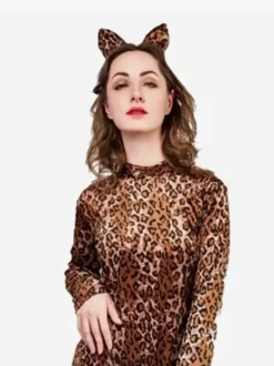 Animal Zentai Suits Adults Catsuit Leopard Printed Polyester Costumes Set