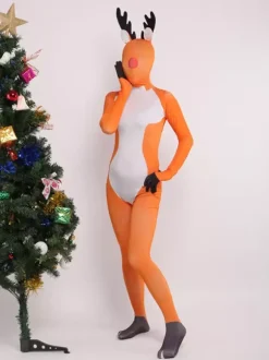 Animal Zentai Suits Adults Zentai Suit Reindeer Sexy Orange Lycra Spandex Full Body Costumes