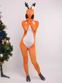 Animal Zentai Suits Adults Zentai Suit Reindeer Sexy Orange Lycra Spandex Full Body Costumes