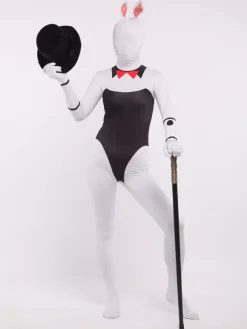 Animal Zentai Suits Adults Zentai Suits Sexy Playboy Bunny White Lycra Spandex Color Block Full Body Costumes