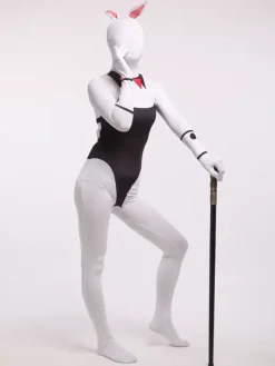 Animal Zentai Suits Adults Zentai Suits Sexy Playboy Bunny White Lycra Spandex Color Block Full Body Costumes