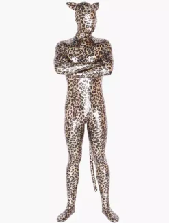 Animal Zentai Suits Leopard Zentai Suit Shiny Metallic Animal Costume