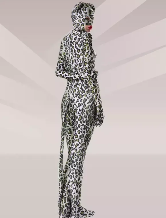 Animal Zentai Suits Morph Suit Leopard Cosplay Lycra Spandex Fabric Catsuit with Eyes and Mouth Opened Unisex Body Suit