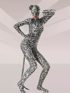 Animal Zentai Suits Morph Suit Leopard Cosplay Lycra Spandex Fabric Catsuit with Eyes and Mouth Opened Unisex Body Suit