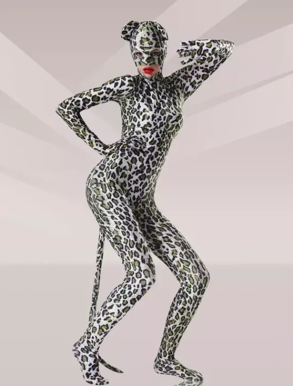 Animal Zentai Suits Morph Suit Leopard Cosplay Lycra Spandex Fabric Catsuit with Eyes and Mouth Opened Unisex Body Suit