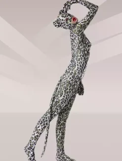 Animal Zentai Suits Morph Suit Leopard Cosplay Lycra Spandex Fabric Catsuit with Eyes and Mouth Opened Unisex Body Suit