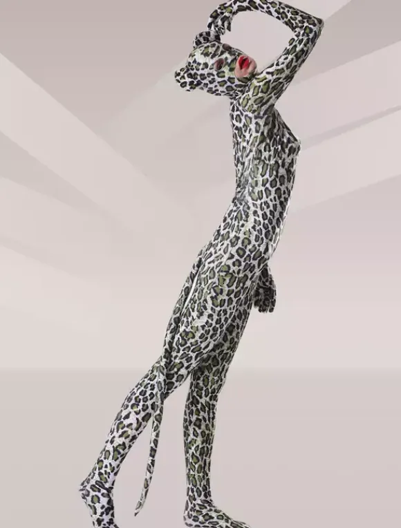 Animal Zentai Suits Morph Suit Leopard Cosplay Lycra Spandex Fabric Catsuit with Eyes and Mouth Opened Unisex Body Suit
