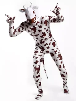 Animal Zentai Suits Morph Suit Cow Style Zentai Suit Coffee Brown Full Body Lycra Spandex Bodysuit