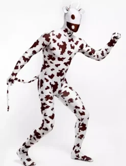 Animal Zentai Suits Morph Suit Cow Style Zentai Suit Coffee Brown Full Body Lycra Spandex Bodysuit