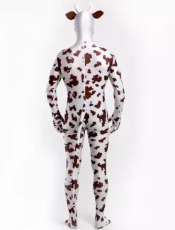 Animal Zentai Suits Morph Suit Cow Style Zentai Suit Coffee Brown Full Body Lycra Spandex Bodysuit