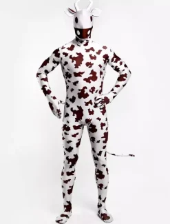 Animal Zentai Suits Morph Suit Cow Style Zentai Suit Coffee Brown Full Body Lycra Spandex Bodysuit