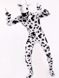 Animal Zentai Suits Morph Suit White Cow Style Zentai Suit Full Body Lycra Spandex Bodysuit