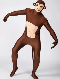 Animal Zentai Suits Morph Suit Monkey Style Zentai Suit Dark Brown Full Body Lycra Spandex Bodysuit