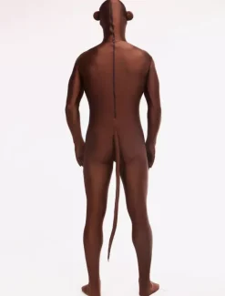 Animal Zentai Suits Morph Suit Monkey Style Zentai Suit Dark Brown Full Body Lycra Spandex Bodysuit