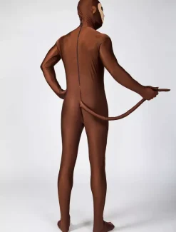 Animal Zentai Suits Morph Suit Monkey Style Zentai Suit Dark Brown Full Body Lycra Spandex Bodysuit