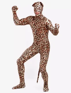 Animal Zentai Suits Morph Suit Leopard Style Zentai Suit Lycra Spandex Bodysuit with Eyes & Mouth Opened