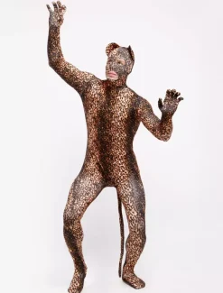Animal Zentai Suits Morph Suit Leopard Style Zentai Suit Lycra Spandex Bodysuit with Eyes & Mouth Opened