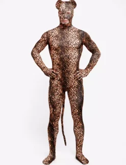 Animal Zentai Suits Morph Suit Leopard Style Zentai Suit Lycra Spandex Bodysuit with Eyes & Mouth Opened